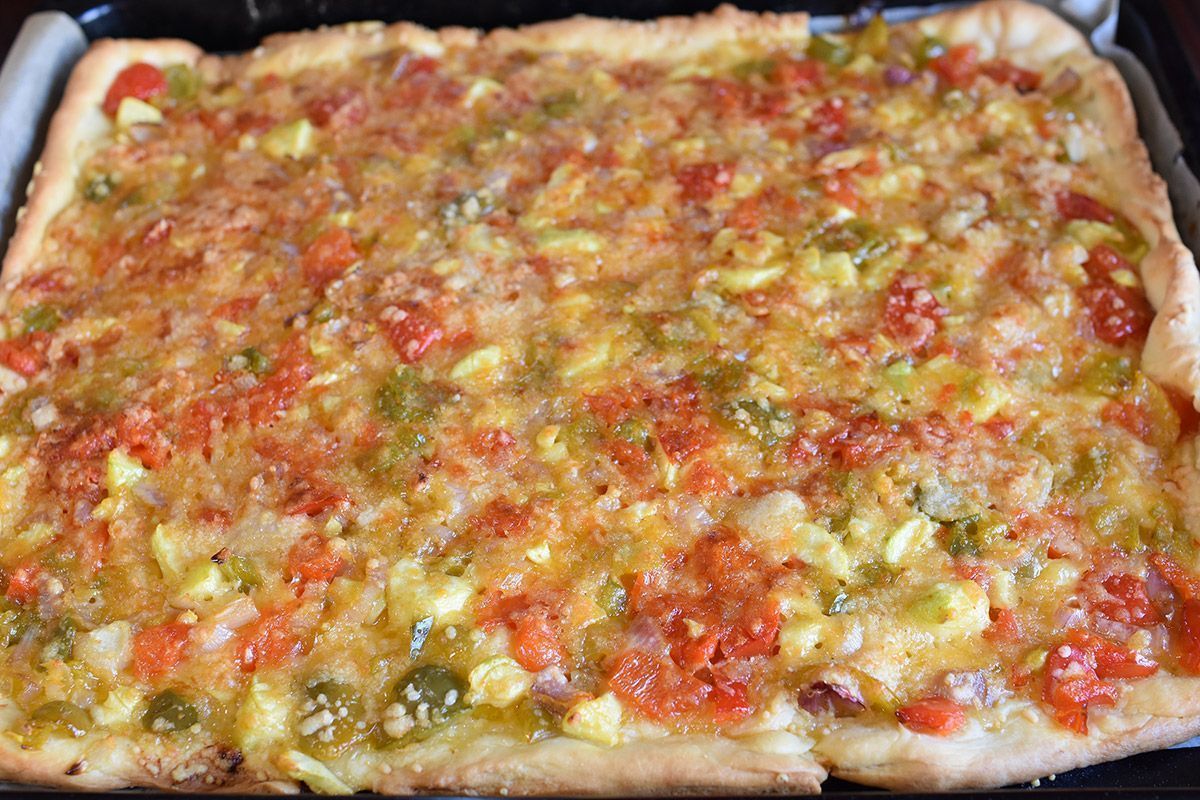 Coca de verduras despues del horno