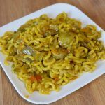 Fideuá de alcachofas y verduras